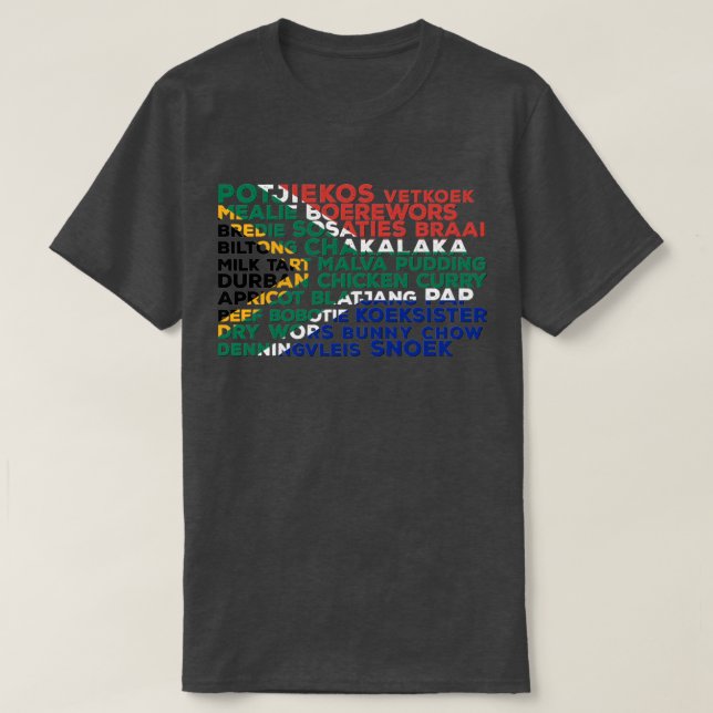 Camiseta Bandeira da Comida na África do Sul (Frente do Design)