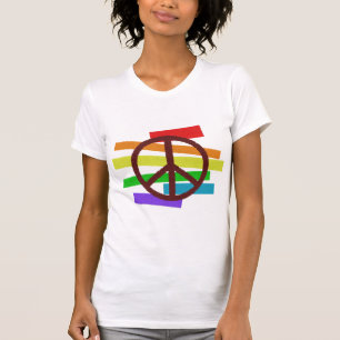 Camiseta bandeira da cor da paz pano-como