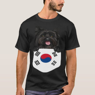Camiseta Bandeira Da Coreia Do Sul Cairn Terrier Dog Em Poc