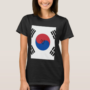 Camiseta Bandeira da Coreia do Sul Coração Coreano Orgulhos
