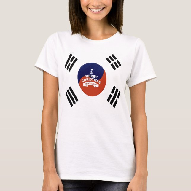 Camiseta Bandeira da Coreia do Sul no Natal (Frente)