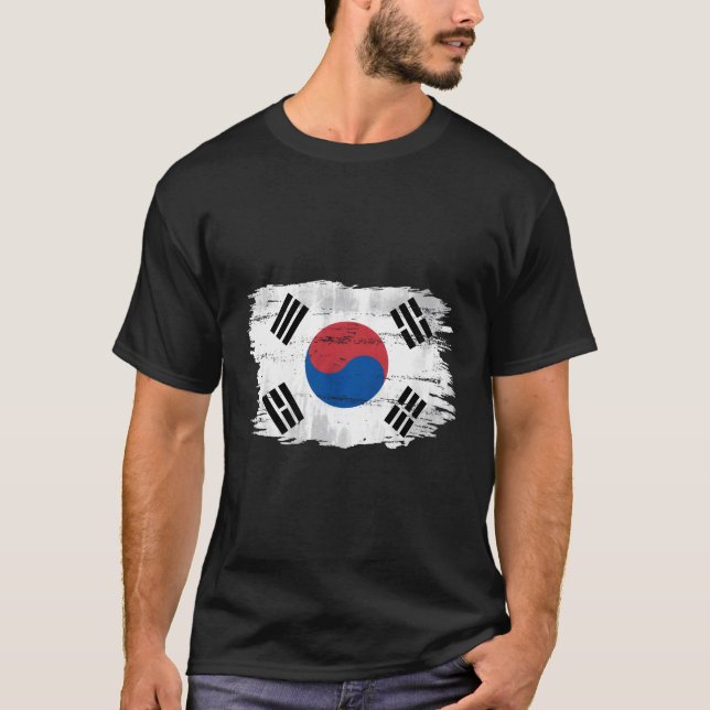 Camiseta Bandeira Da Coreia Do Sul Para Coreano (Frente)