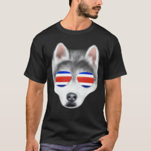Camiseta Bandeira da Costa Rica Cachorro Husky Siberiano Ti