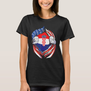 Camiseta Bandeira da Croácia Americano Orgulhoso Da Minha H
