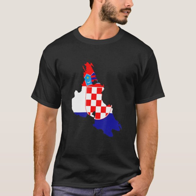 Camiseta Bandeira da Croácia no traçado do Krk Krk (Frente)