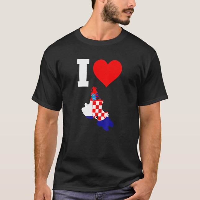 Camiseta Bandeira da Croácia para Krk I Love Krk (Frente)