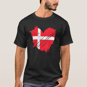 Camiseta Bandeira da Dinamarca Eu Amo Dinamarca Está no Meu