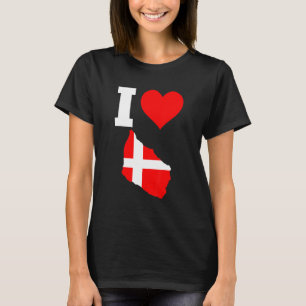Camiseta Bandeira da Dinamarca para Bornholm I Love Bornhol