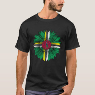 Camiseta Bandeira da Dominica Girassol Raízes Dominicanas O