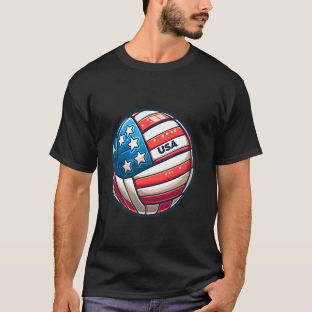 Camiseta Bandeira da Equipe de Apoio ao Voleibol EUA Beach  (Frente)
