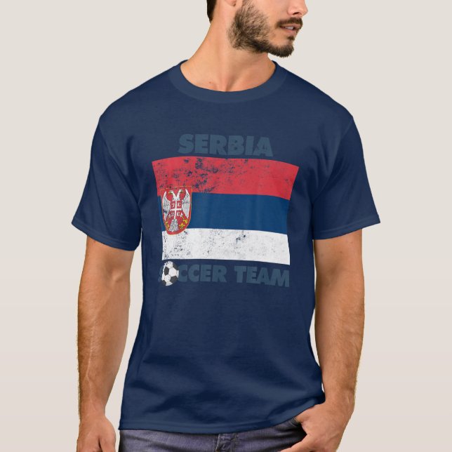Camiseta Bandeira da Equipe de Futebol da Sérvia 2022 - Sér (Frente)