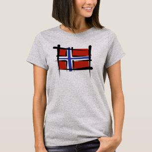 Camiseta Bandeira da escova de Noruega
