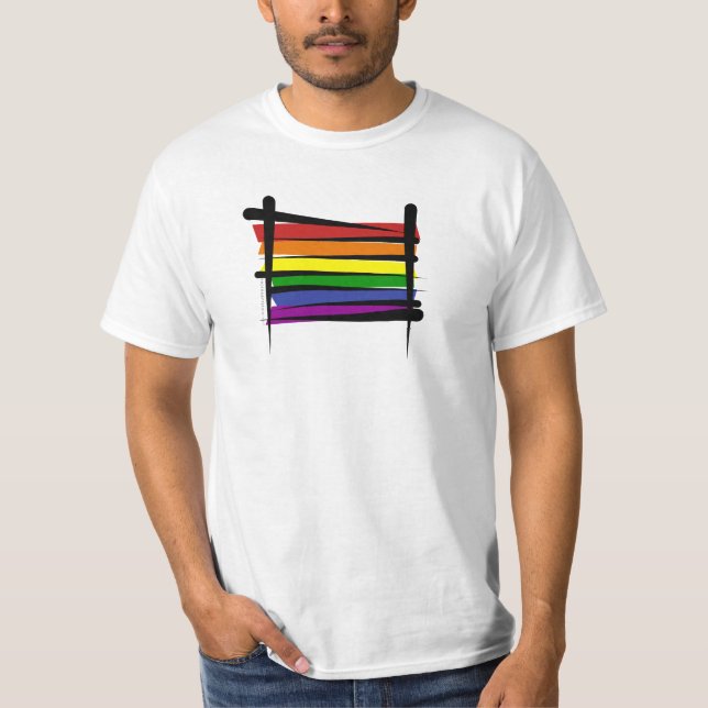 Camiseta Bandeira da escova do orgulho gay do arco-íris (Frente)