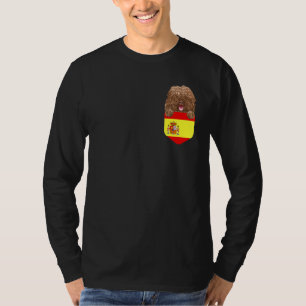 Camiseta Bandeira da espanha Cão de Água Espanhol No Bolso