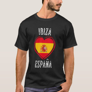 Camiseta Bandeira da Espanha Coração Cidade Ibiza