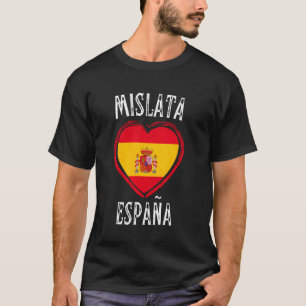 Camiseta Bandeira da Espanha Coração Cidade Mislata