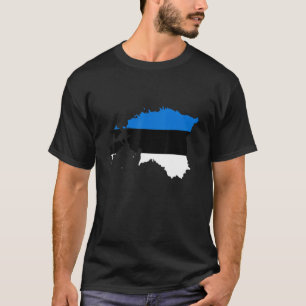 Camiseta bandeira da Estônia no contorno da Estônia Estônia
