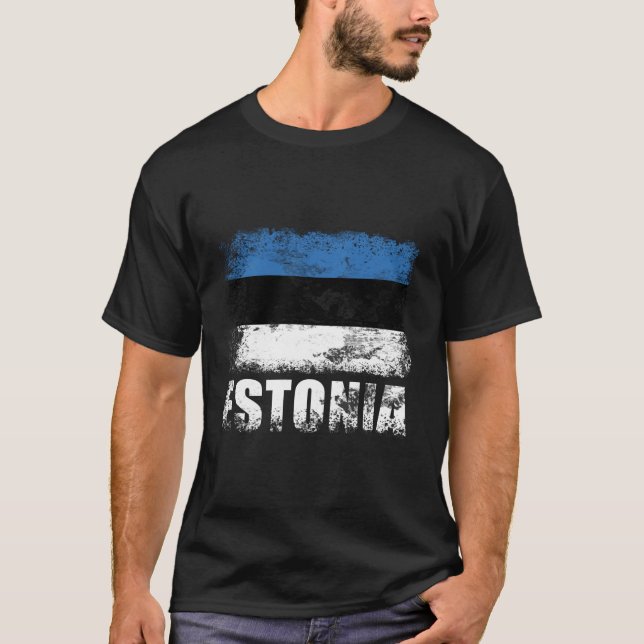 Camiseta Bandeira Da Estônia Sueco De Bandeira Da Estônia P (Frente)