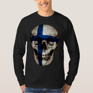 Camiseta Bandeira da Finlândia Caveira Raízes Finlandesas O