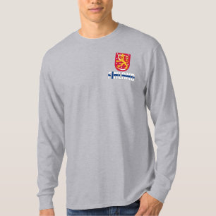 Camiseta Bandeira da Finlândia e Casaco de Armas Patriótica