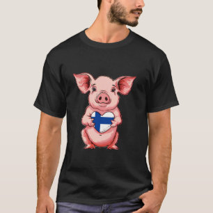 Camiseta Bandeira da Finlândia Porco Coração Orgulho Finlan