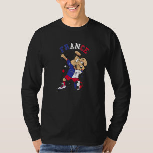Camiseta Bandeira da França Cachorro Dabbing Jogador de Fut