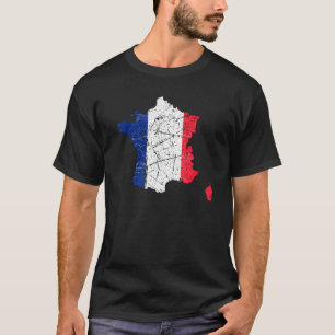 Camiseta Bandeira da França com mapa francês desgastado