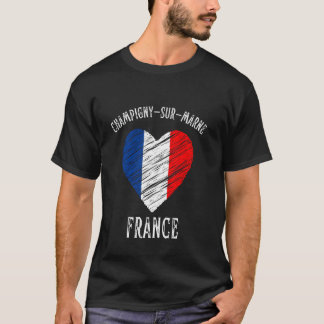 Camiseta Bandeira da França Coração Champigny sur Marne Cid