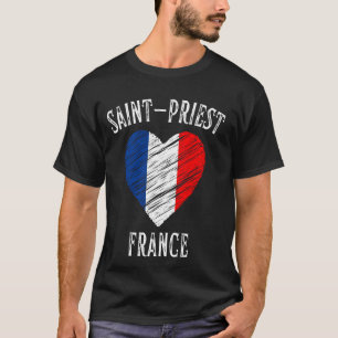 Camiseta Bandeira da França Coração Cidade de Saint Priest