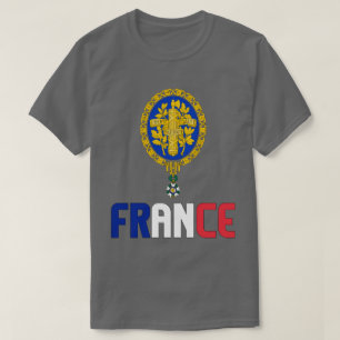 Camiseta Bandeira da França e Casaco de Armas Patriótica