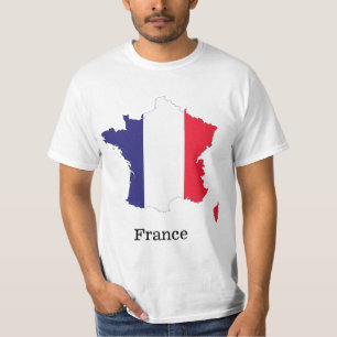Camiseta Bandeira da França no Design de Souvenir de Mapa