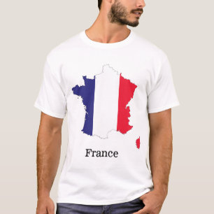 Camiseta Bandeira da França no Design de Souvenir de Mapa