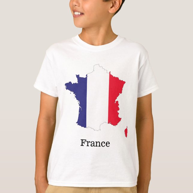 Camiseta Bandeira da França no Map Souvenir Design (Frente)