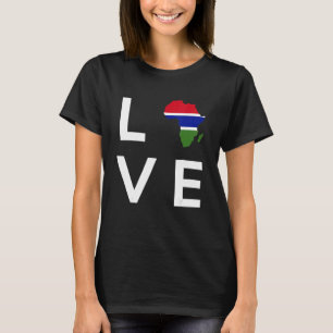 Camiseta Bandeira da Gâmbia Amar a Silhueta do Continente A