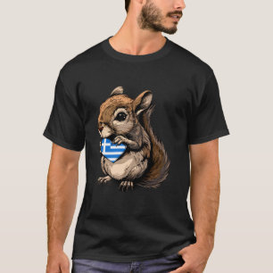 Camiseta Bandeira da Grécia Esquilo Coração Raízes Gregas H