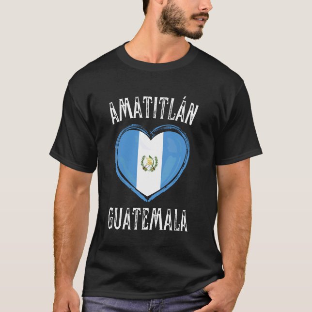 Camiseta Bandeira da Guatemala Coração Cidade Amatitlan (Frente)