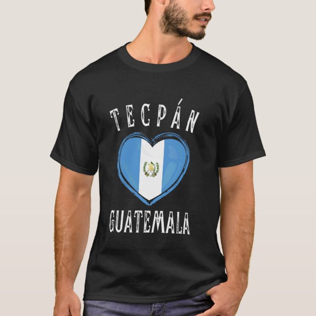 Camiseta Bandeira da Guatemala Coração Cidade Tecpan (Frente)