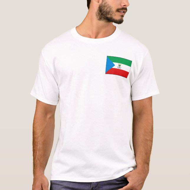 Camiseta Bandeira da Guiné Equatorial e t-shirt do mapa (Frente)