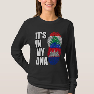 Camiseta Bandeira da Herança de DNA Misto Libanês e Camboja