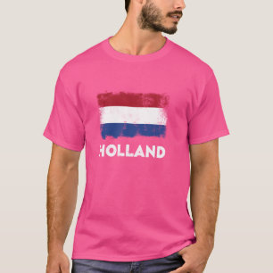 Camiseta Bandeira da Holanda Países Baixos Azul, Branco, Ve