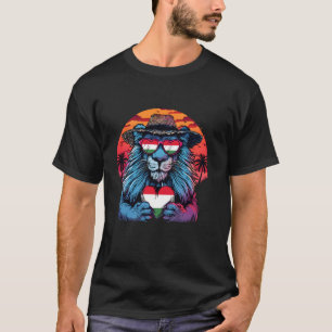 Camiseta Bandeira da Hungria Leão Pôr do Sol Coração Óculos