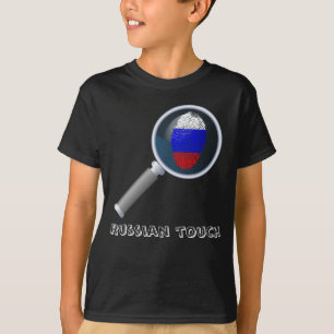 Camiseta Bandeira da impressão digital do toque do russo