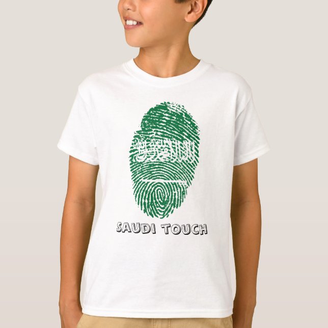 Camiseta Bandeira da impressão digital do toque do saudita (Frente)