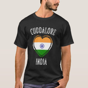 Camiseta Bandeira da Índia Coração Cidade Cuddalore