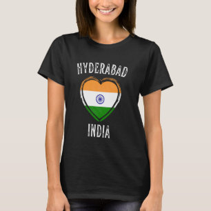 Camiseta Bandeira da Índia Coração Cidade de Hyderabad
