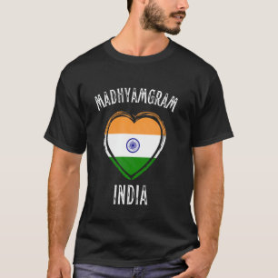 Camiseta Bandeira da Índia Coração Cidade Madhyamgram