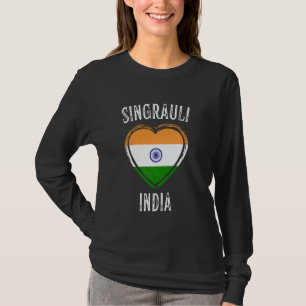 Camiseta Bandeira da Índia Coração Cidade Singrauli