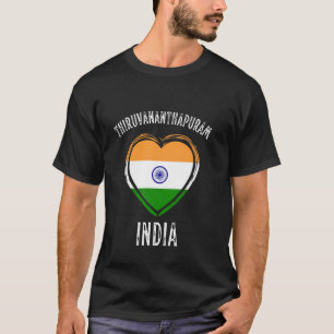 Camiseta Bandeira da Índia Coração Cidade Thiruvananthapura