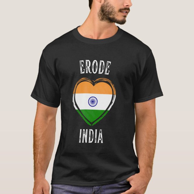 Camiseta Bandeira da Índia Coração Erode Cidade (Frente)