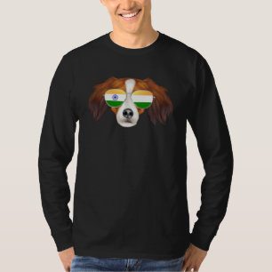 Camiseta Bandeira da Índia Nederlandse Kooikerhondje Cão Ín